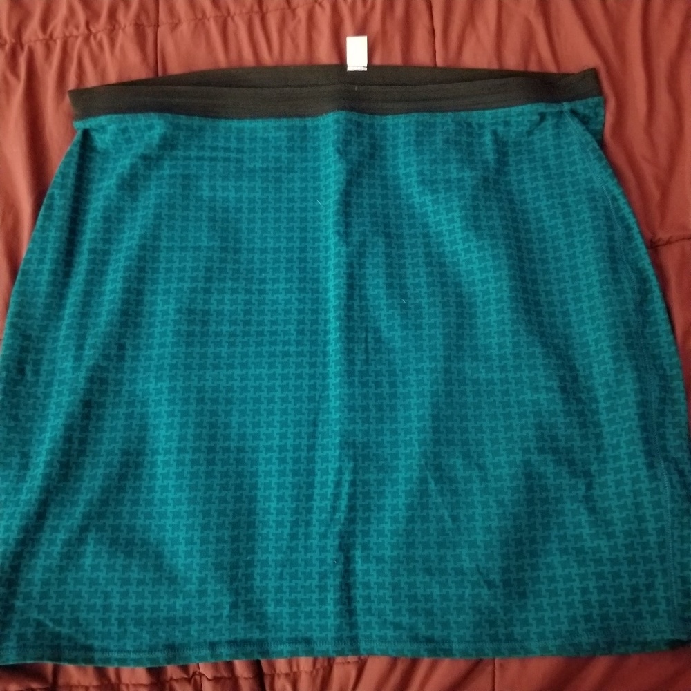 Blue Patterned Plus Size Skirt